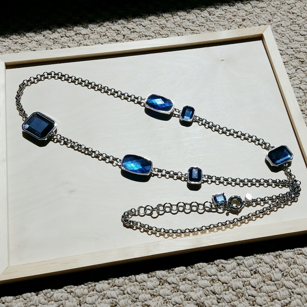 Cheerful Chico Baby Blue Gem Long Necklace